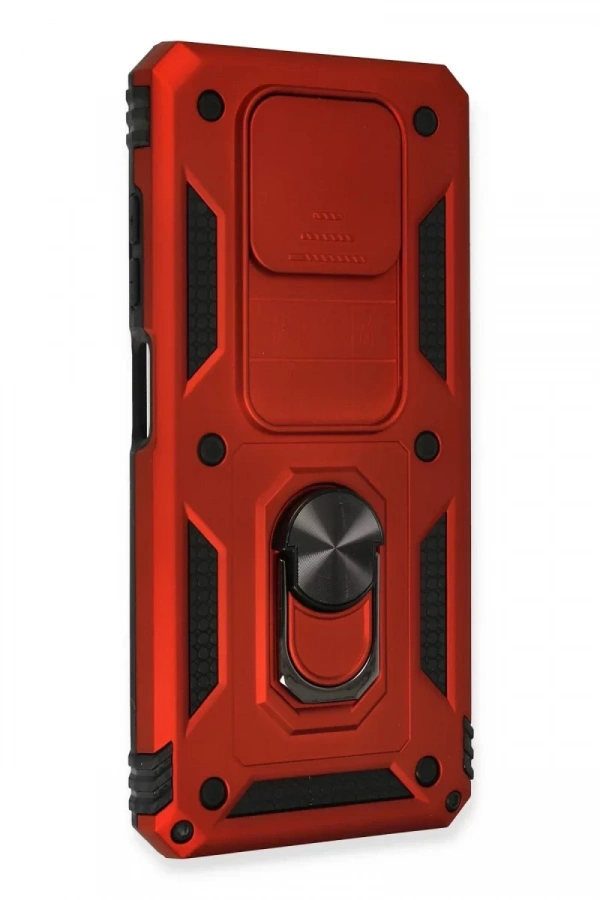 Xiaomi Pocophone X3 Kılıf Pars Lens Yüzüklü Silikon - Kırmızı