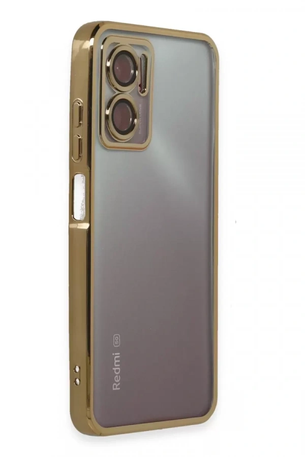 Xiaomi Redmi 10 5G Kılıf Lensli Silikon - Gold