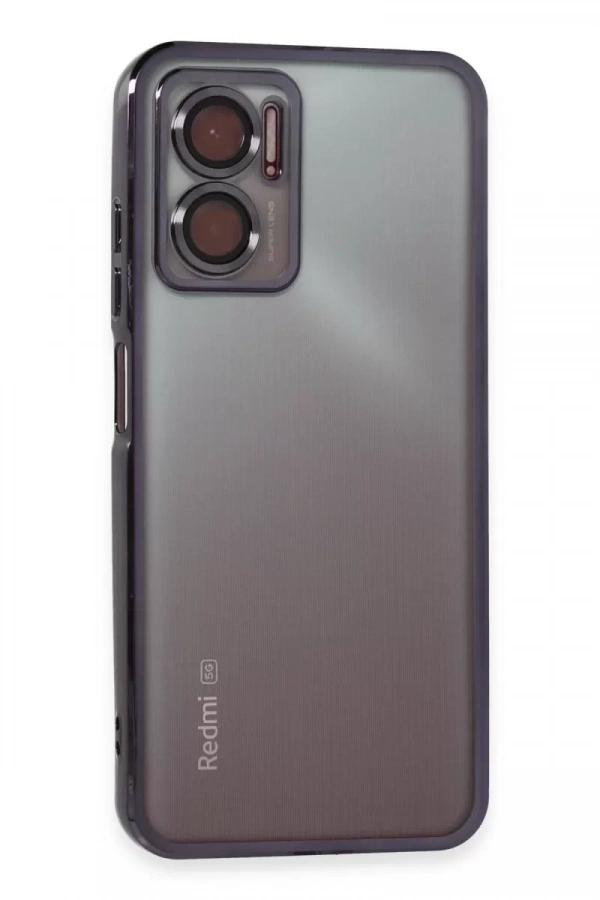 Xiaomi Redmi 10 5G Kılıf Lensli Silikon - Mor