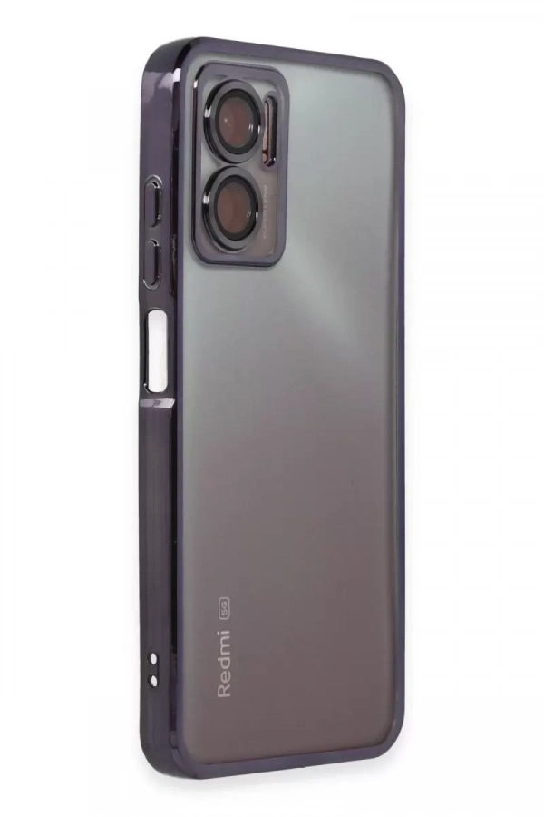 Xiaomi Redmi 10 5G Kılıf Lensli Silikon - Mor