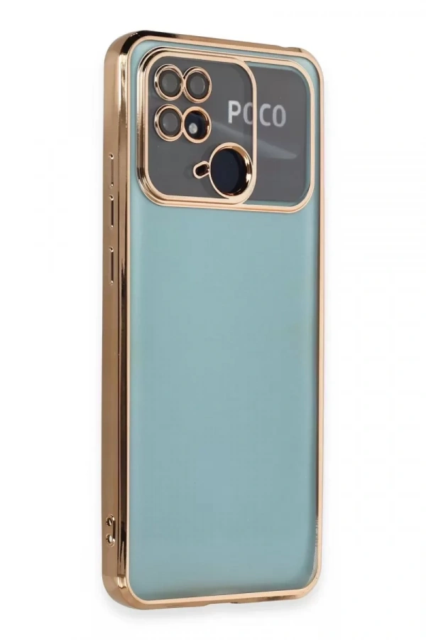 Xiaomi Redmi 10C Kılıf Lensli Silikon - Gold
