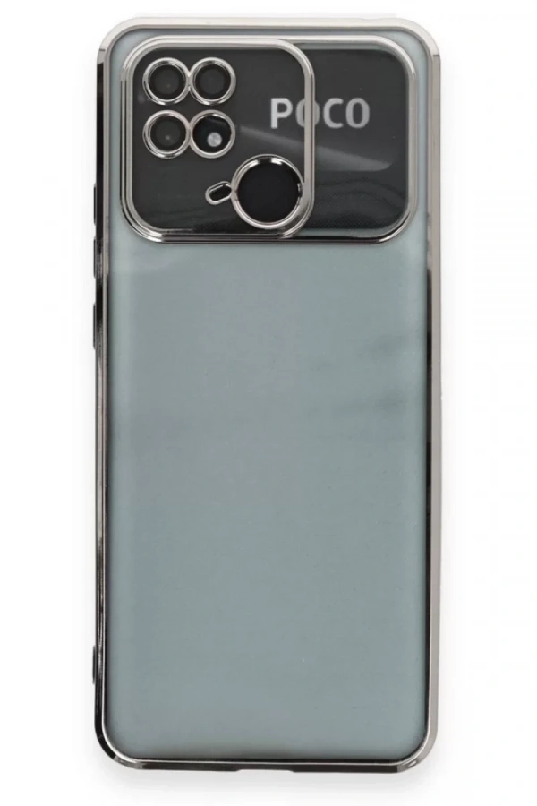 Xiaomi Redmi 10C Kılıf Lensli Silikon - Gümüş