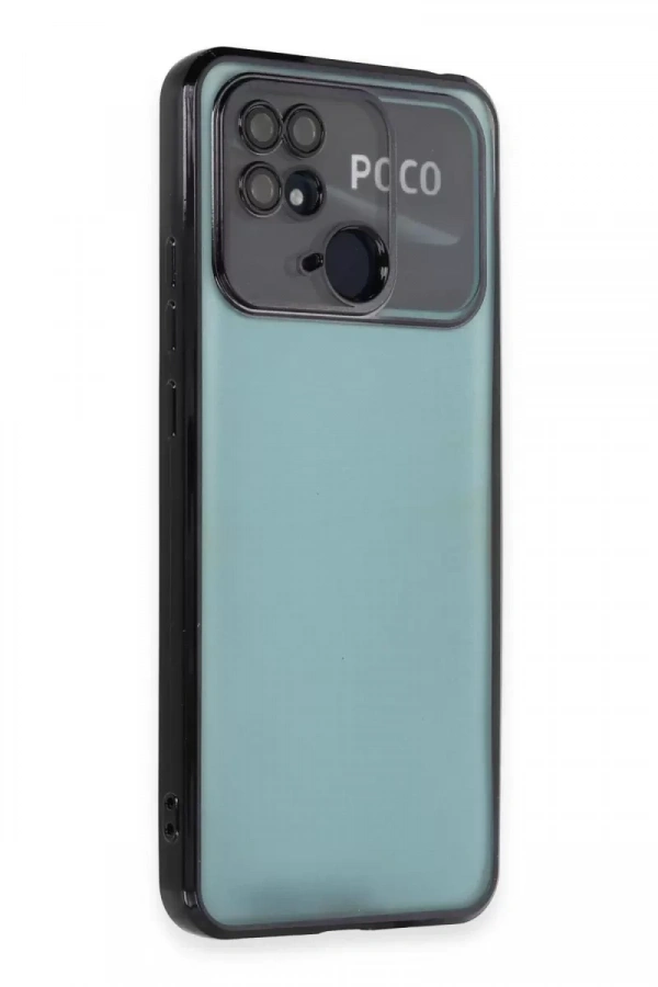 Xiaomi Redmi 10C Kılıf Lensli Silikon - Siyah