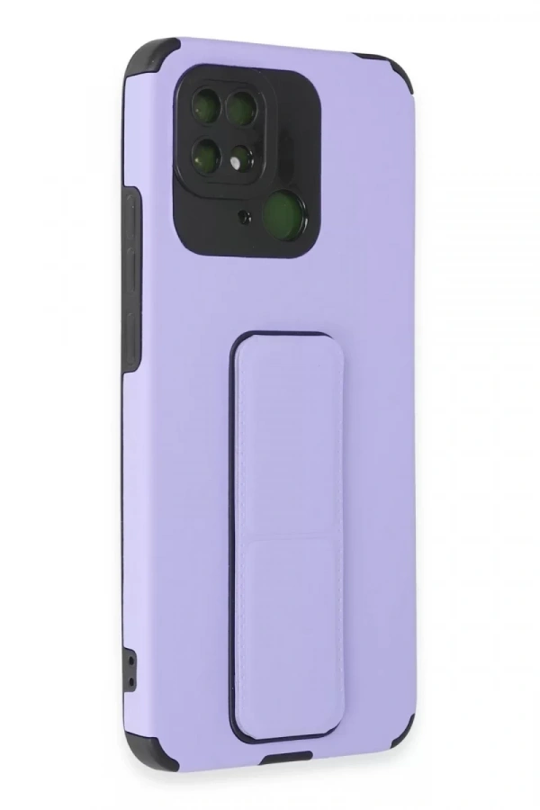 Xiaomi Redmi 10C Kılıf Mega Standlı Silikon - Lila