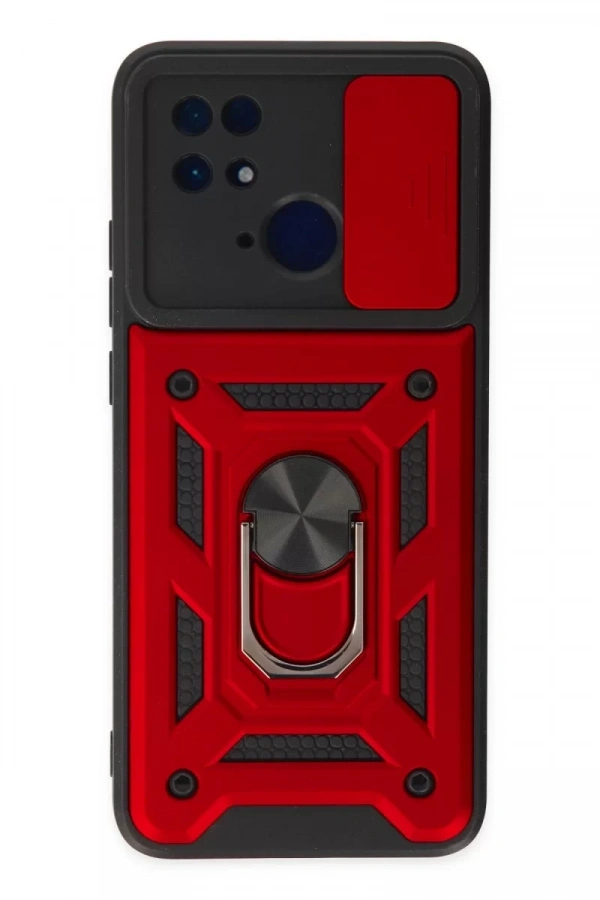 Xiaomi Redmi 10C Kılıf Pars Lens Yüzüklü Silikon - Kırmızı