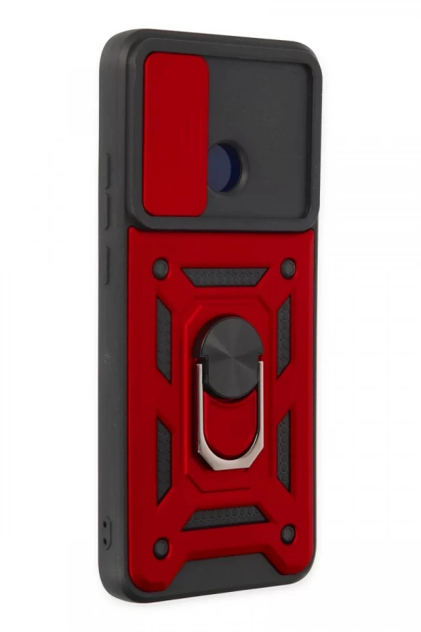 Xiaomi Redmi 10C Kılıf Pars Lens Yüzüklü Silikon - Kırmızı