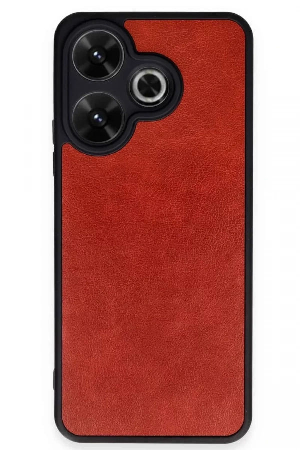 Xiaomi Redmi 13 4G Kılıf Aras Deri Kapak - Kırmızı