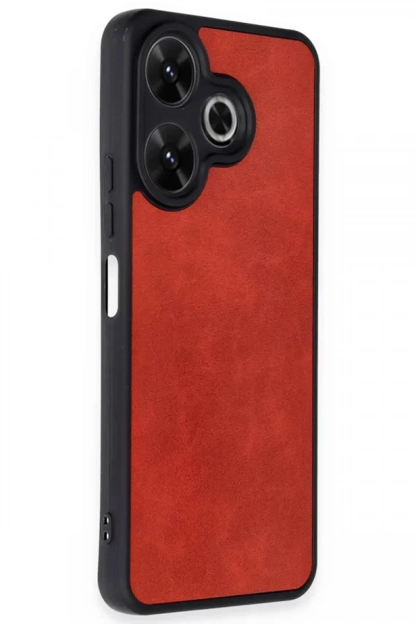 Xiaomi Redmi 13 4G Kılıf Aras Deri Kapak - Kırmızı