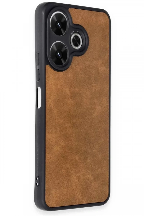Xiaomi Redmi 13 4G Kılıf Aras Deri Kapak - Taba