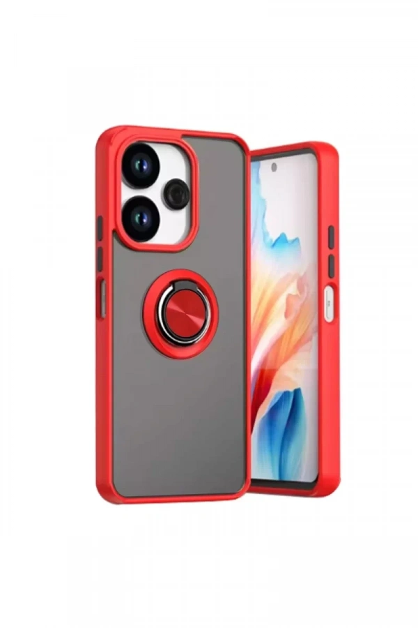 Xiaomi Redmi 13 4G Kılıf Montreal Yüzüklü Silikon Kapak - Kırmızı