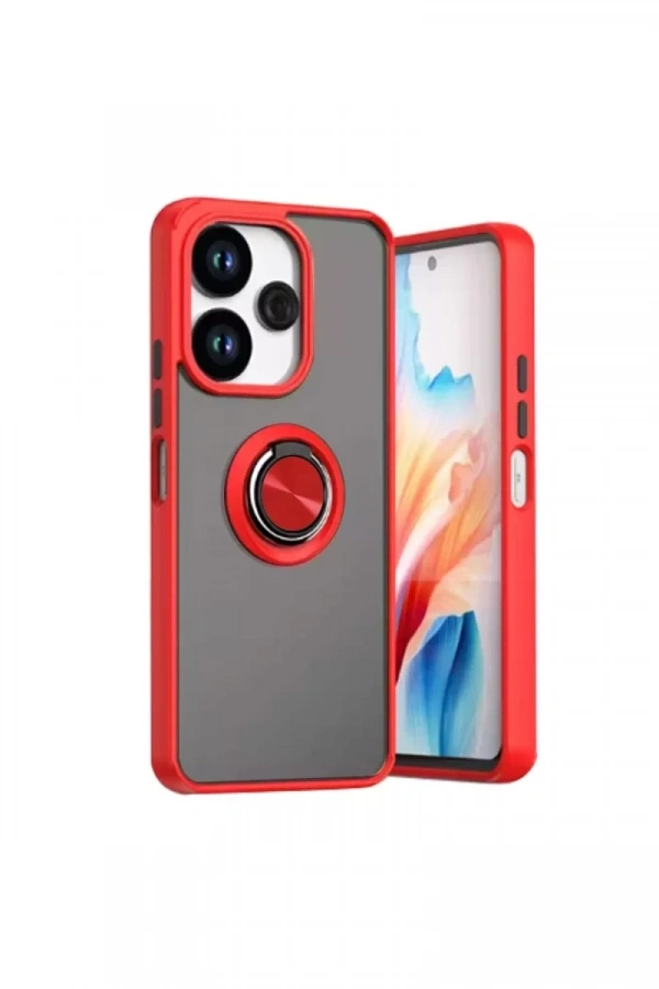 Xiaomi Redmi 13 4G Kılıf Montreal Yüzüklü Silikon Kapak - Kırmızı