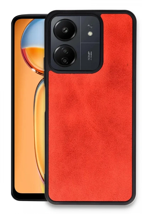 Xiaomi Redmi 13C Kılıf Aras Deri Kapak - Kırmızı