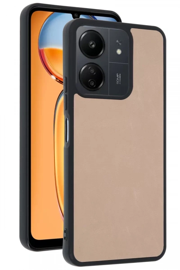 Xiaomi Redmi 13C Kılıf Aras Deri Kapak - Pudra