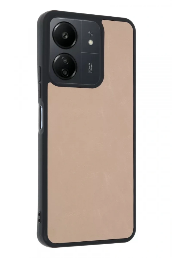 Xiaomi Redmi 13C Kılıf Aras Deri Kapak - Pudra