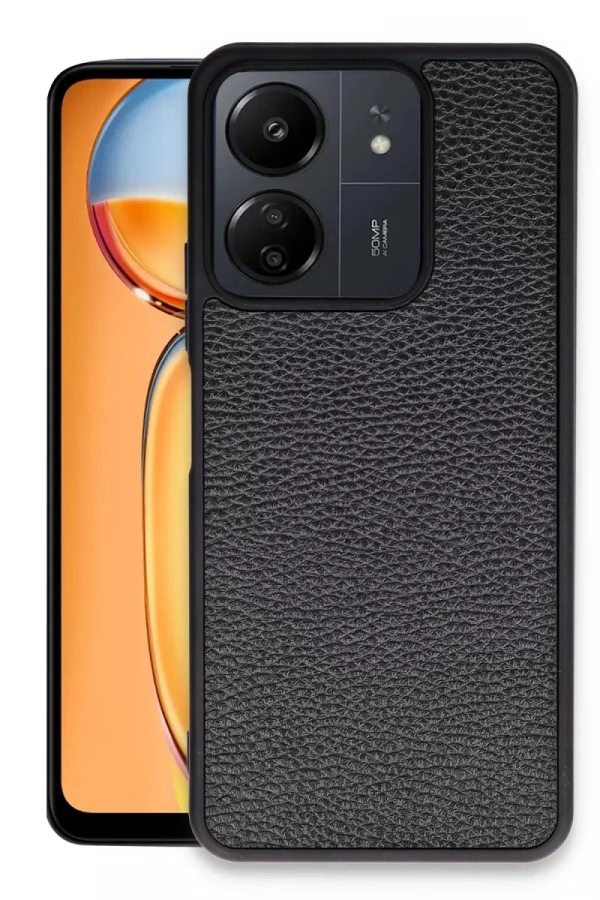 Xiaomi Redmi 13C Kılıf Aras Deri Kapak - Siyah