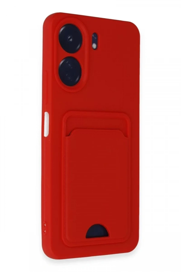Xiaomi Redmi 13C Kılıf Kelvin Kartvizitli Silikon - Kırmızı