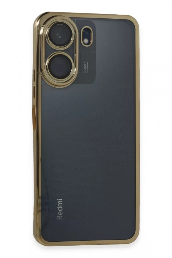 Xiaomi Redmi 13C Kılıf Lensli Silikon - Gold