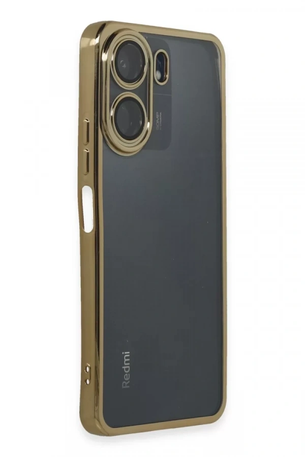Xiaomi Redmi 13C Kılıf Lensli Silikon - Gold