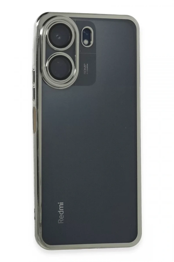 Xiaomi Redmi 13C Kılıf Lensli Silikon - Gümüş