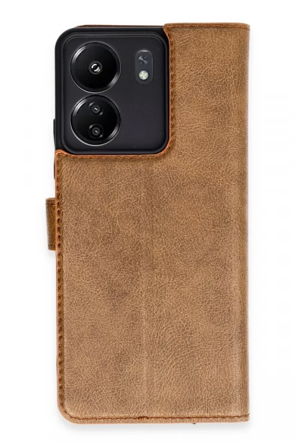 Xiaomi Redmi 13C Kılıf Trend S Plus Kapaklı Kılıf - Taba