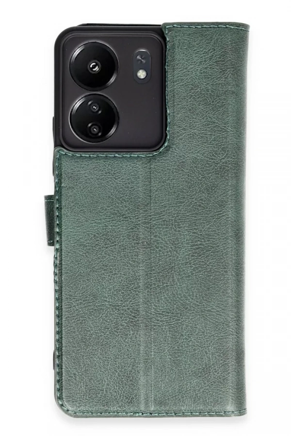 Xiaomi Redmi 13C Kılıf Trend S Plus Kapaklı Kılıf - Yeşil