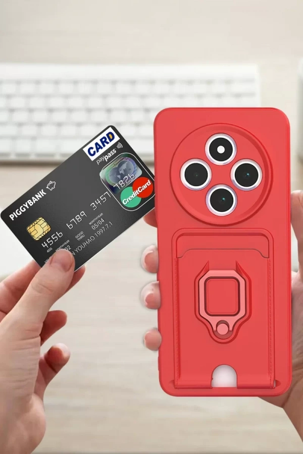 Xiaomi Redmi 14C Kılıf Zuma Kartvizitli Yüzüklü Silikon - Siyah