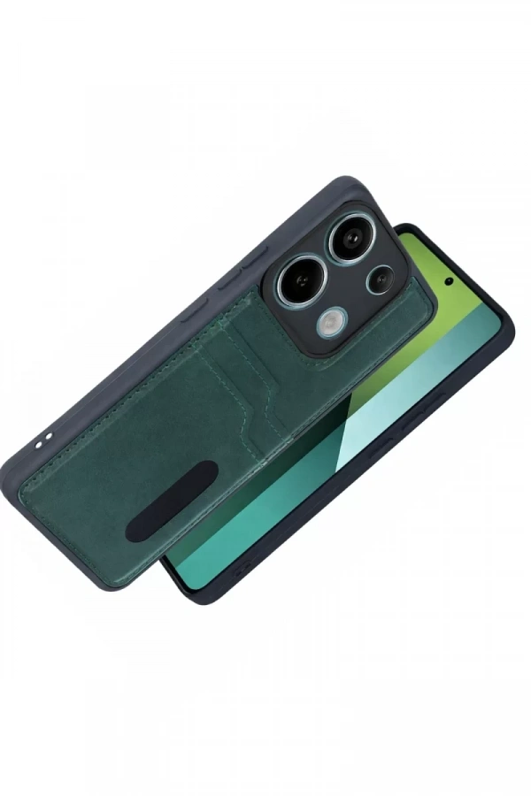 Xiaomi Redmi 15C 4G Sara Kartvizitli Deri Kılıf - Yeşil