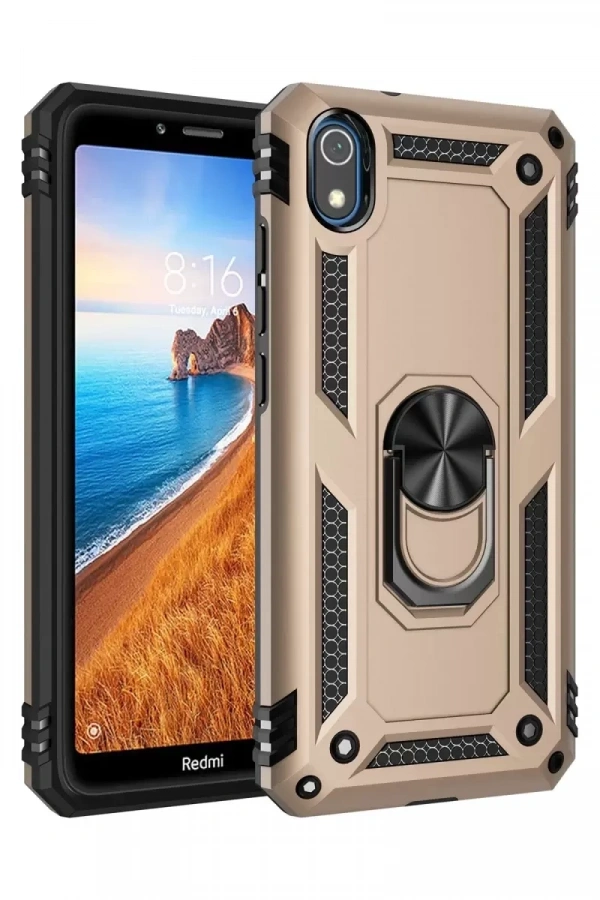 Xiaomi Redmi 7A Kılıf Sofya Yüzüklü Silikon Kapak - Gold