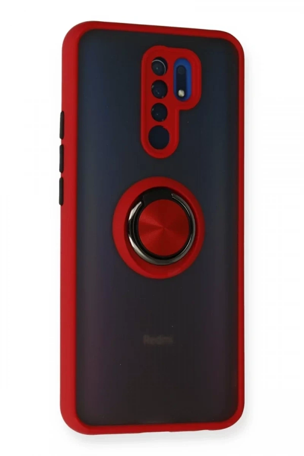 Xiaomi Redmi 9 Kılıf Montreal Yüzüklü Silikon Kapak - Kırmızı