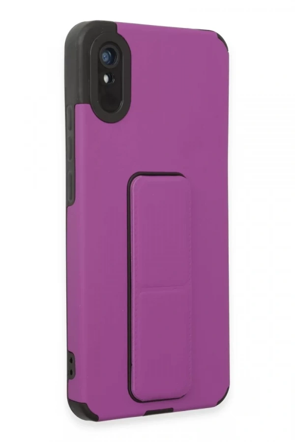 Xiaomi Redmi 9A Kılıf Mega Standlı Silikon - Mor