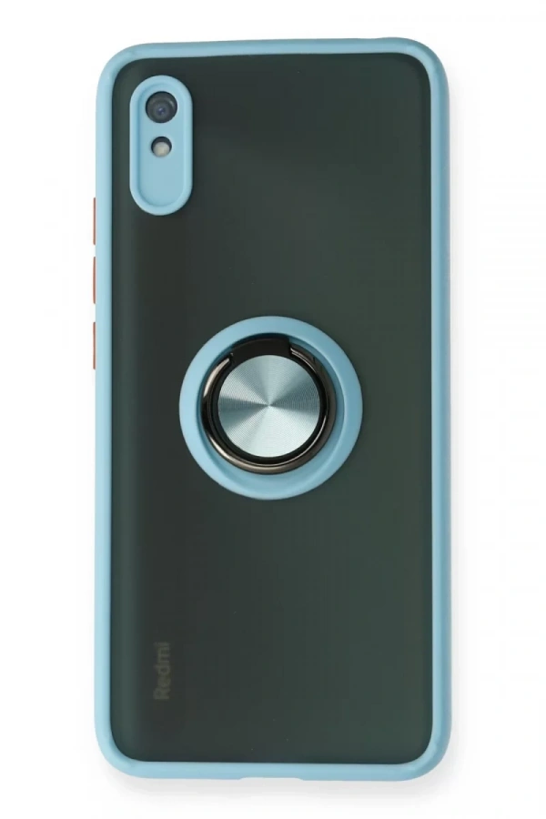 Xiaomi Redmi 9A Kılıf Montreal Yüzüklü Silikon Kapak - Buz Mavi