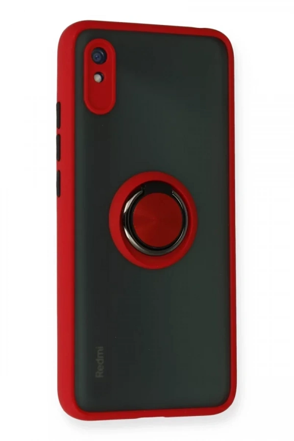 Xiaomi Redmi 9A Kılıf Montreal Yüzüklü Silikon Kapak - Kırmızı