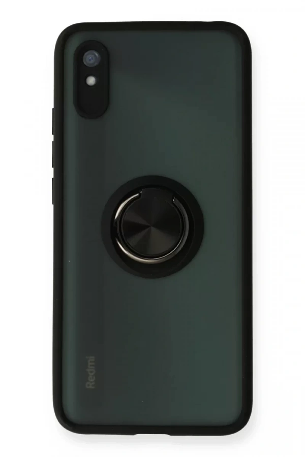 Xiaomi Redmi 9A Kılıf Montreal Yüzüklü Silikon Kapak - Siyah