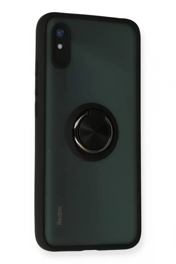 Xiaomi Redmi 9A Kılıf Montreal Yüzüklü Silikon Kapak - Siyah
