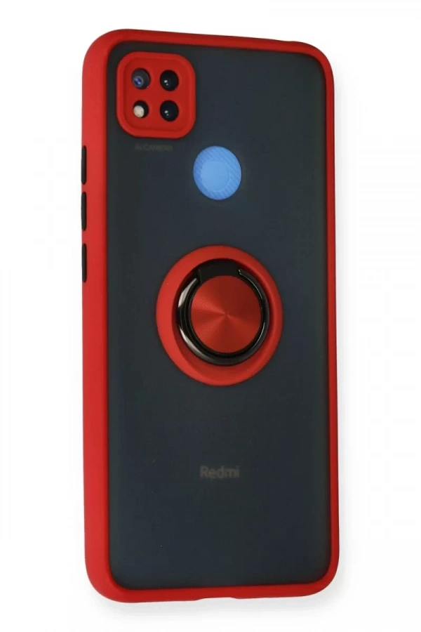 Xiaomi Redmi 9C Kılıf Montreal Yüzüklü Silikon Kapak - Kırmızı