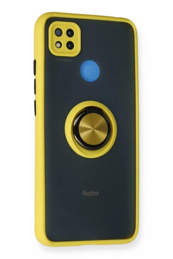 Xiaomi Redmi 9C Kılıf Montreal Yüzüklü Silikon Kapak - Sarı