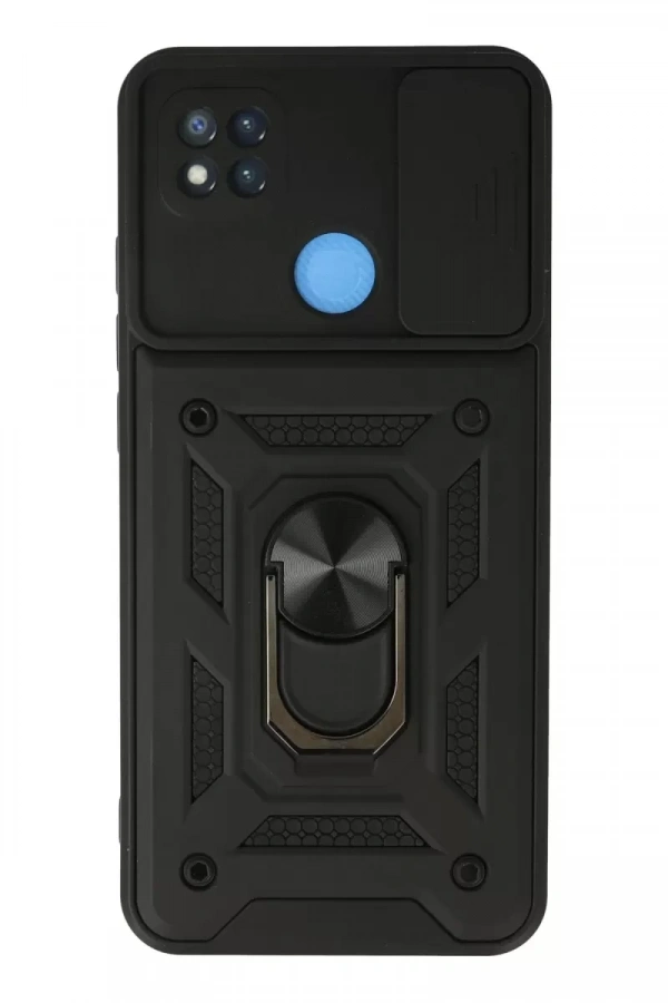 Xiaomi Redmi 9C Kılıf Pars Lens Yüzüklü Silikon - Siyah