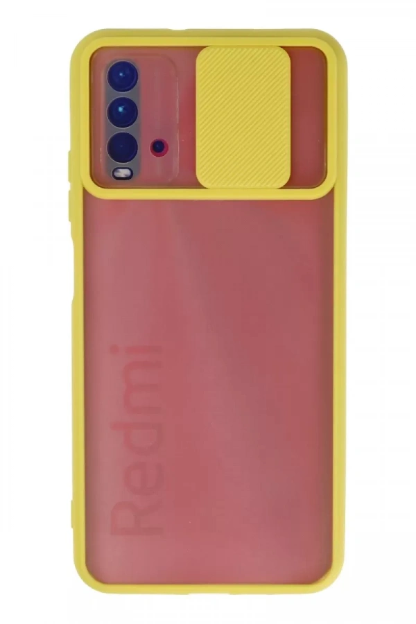 Xiaomi Redmi 9T Kılıf Palm Buzlu Kamera Sürgülü Silikon - Sarı