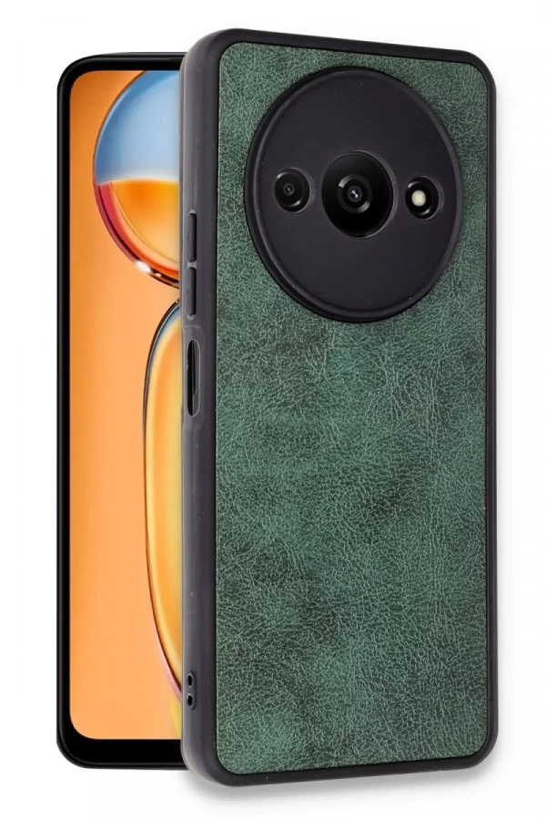 Xiaomi Redmi A3 4G Kılıf Aras Deri Kapak - Koyu Yeşil