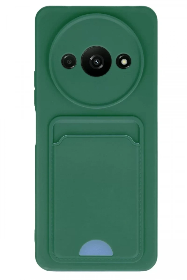 Xiaomi Redmi A3 4G Kılıf Kelvin Kartvizitli Silikon - Koyu Yeşil
