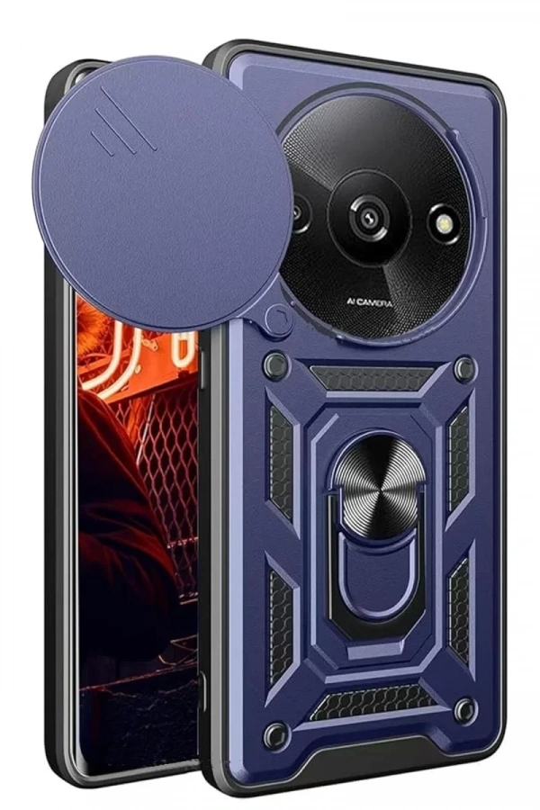 Xiaomi Redmi A3 4G Kılıf Pars Lens Yüzüklü Silikon - Lacivert