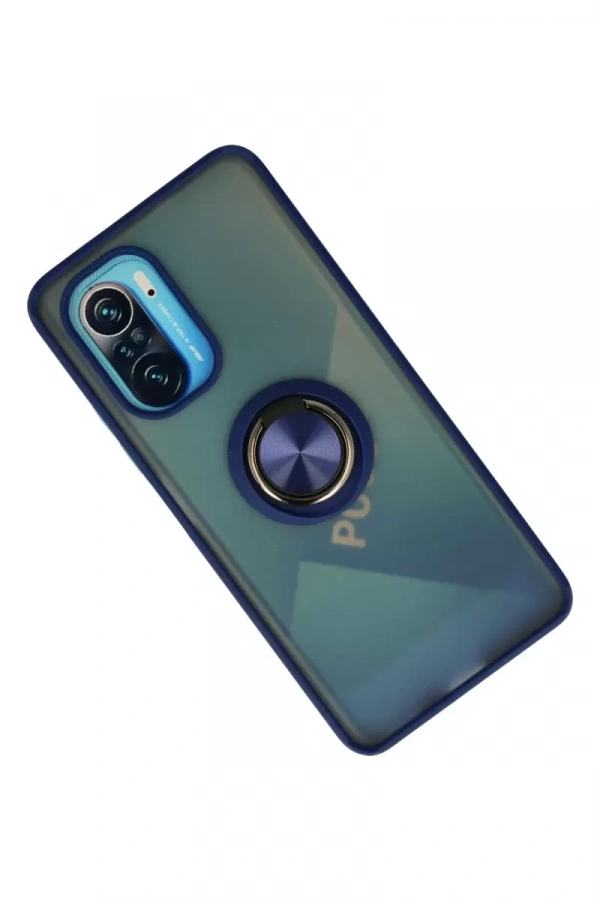 Xiaomi Redmi K40 Kılıf Montreal Yüzüklü Silikon Kapak - Lacivert