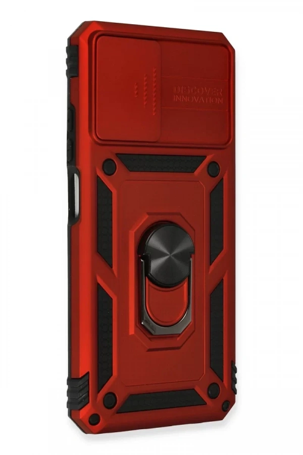 Xiaomi Redmi Note 10 Kılıf Pars Lens Yüzüklü Silikon - Kırmızı