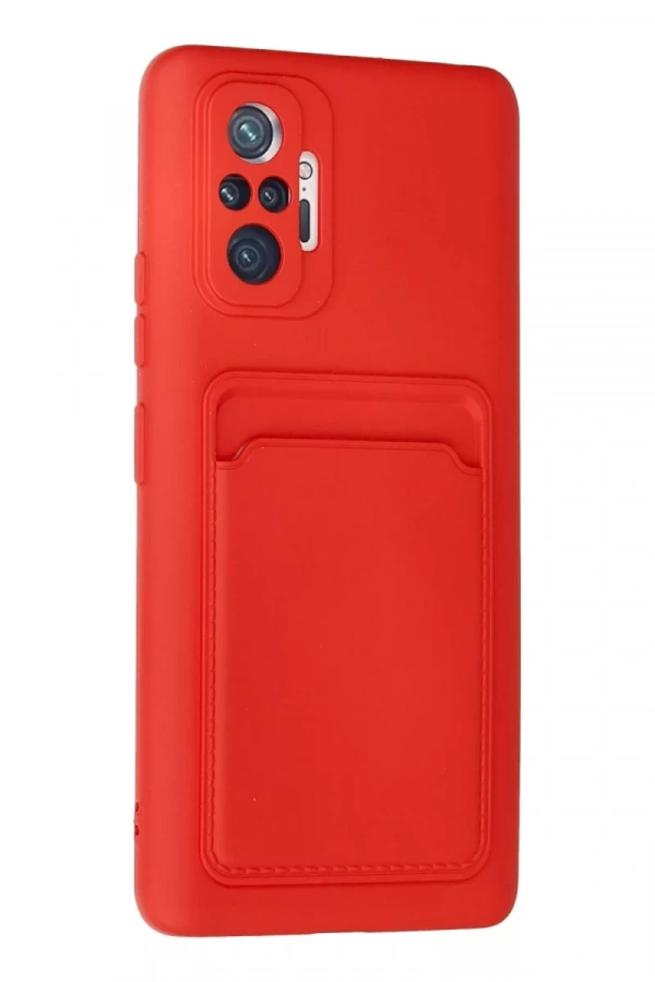 Xiaomi Redmi Note 10 Pro Kılıf Kelvin Kartvizitli Silikon - Kırmızı