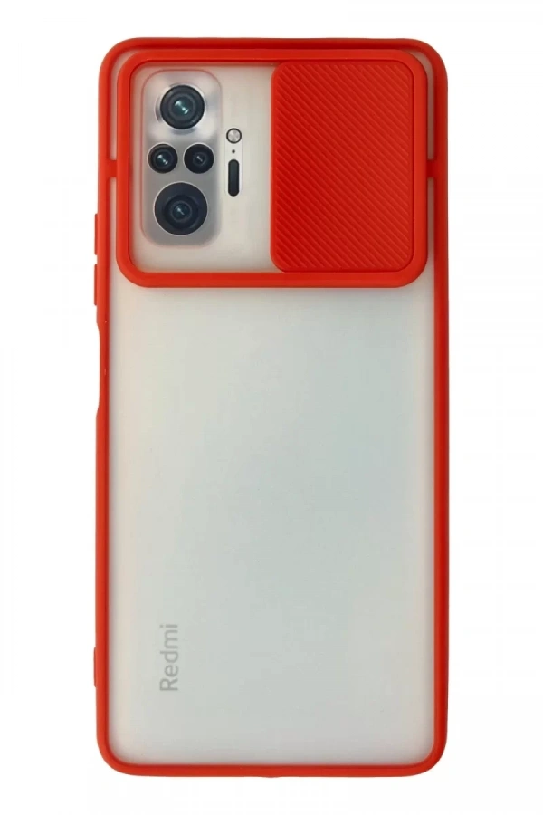 Xiaomi Redmi Note 10 Pro Kılıf Palm Buzlu Kamera Sürgülü Silikon - Kırmızı