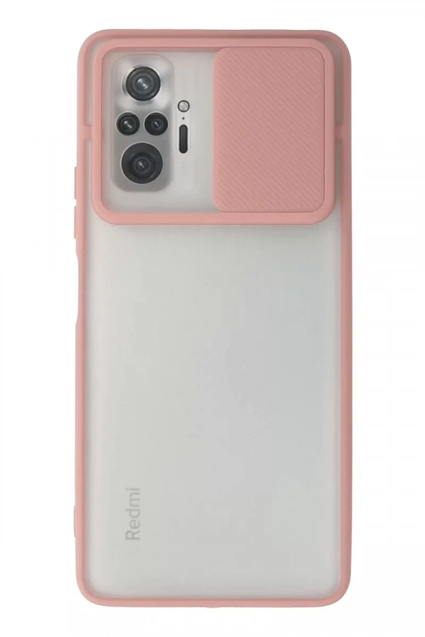 Xiaomi Redmi Note 10 Pro Kılıf Palm Buzlu Kamera Sürgülü Silikon - Pembe