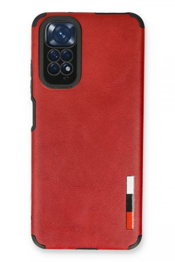 Xiaomi Redmi Note 11 Kılıf Loop Deri Silikon - Kırmızı