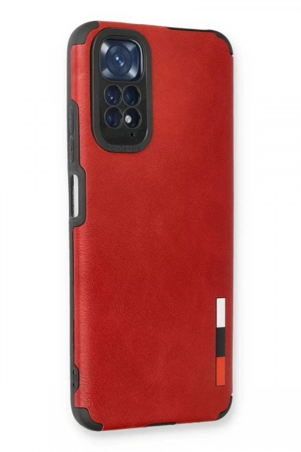 Xiaomi Redmi Note 11 Kılıf Loop Deri Silikon - Kırmızı