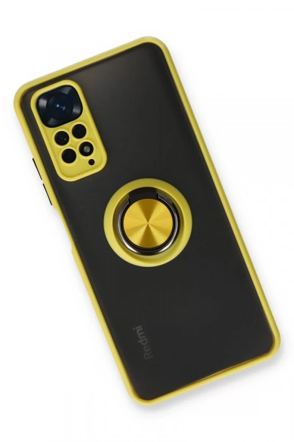Xiaomi Redmi Note 11 Kılıf Montreal Yüzüklü Silikon Kapak - Sarı