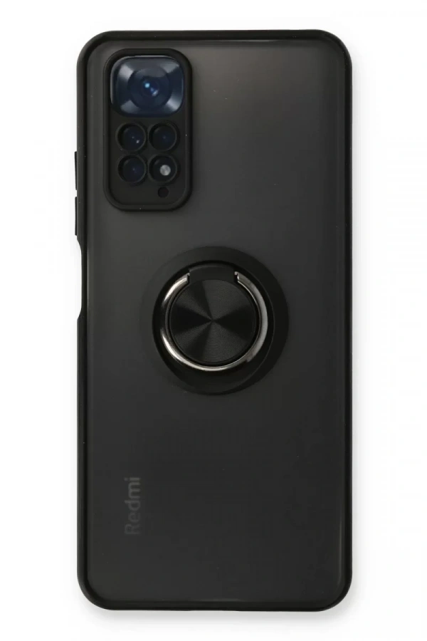 Xiaomi Redmi Note 11 Kılıf Montreal Yüzüklü Silikon Kapak - Siyah